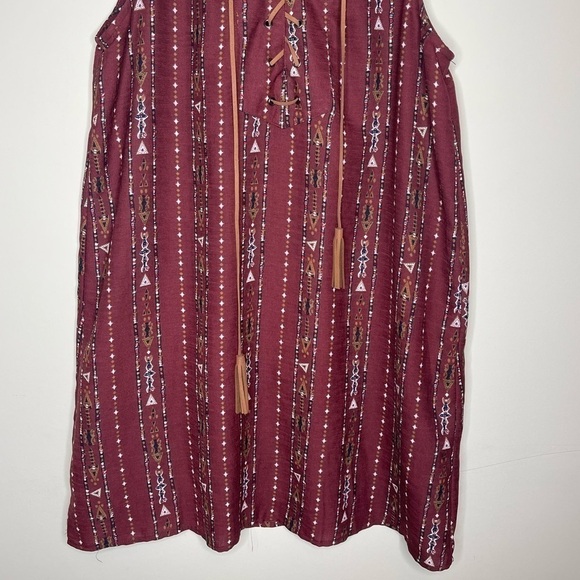 𝅺ENTRO rust aztec western tie neck shift dress - Picture 4 of 7